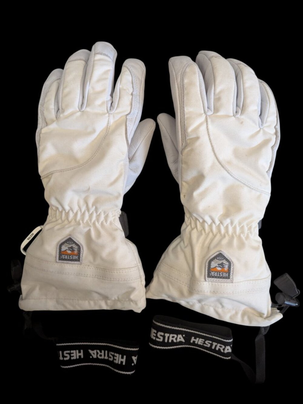 Hestra Army Leather Heli Ski Gloves White Off-White Size 8